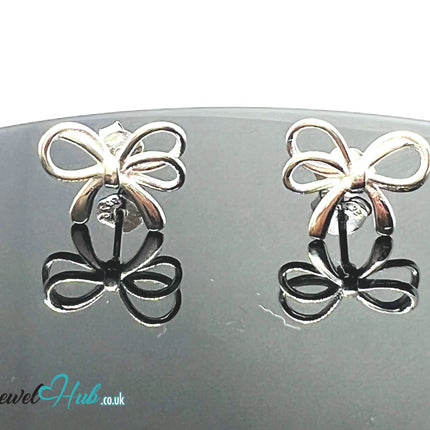 Silken Ribbon – 925 Sterling Silver Mini Bow Studs (0.85g) CT