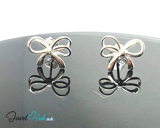 Silken Ribbon – 925 Sterling Silver Mini Bow Studs (0.85g)