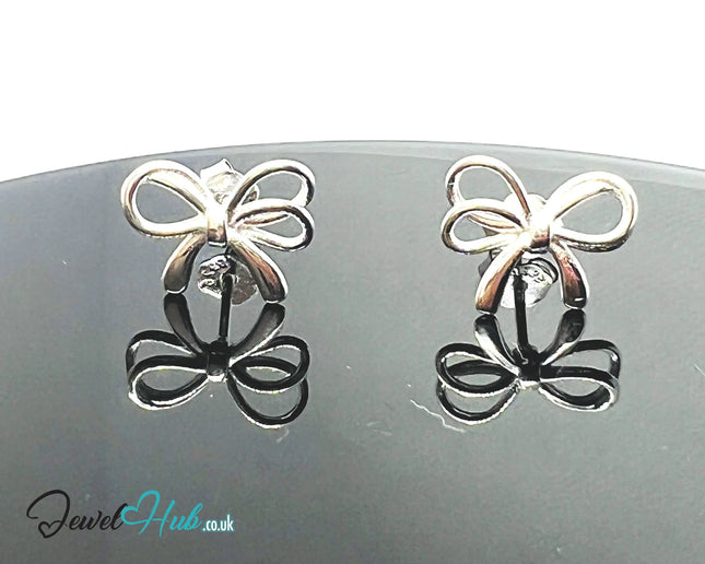 Silken Ribbon – 925 Sterling Silver Mini Bow Studs (0.85g) CT