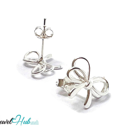Silken Ribbon – 925 Sterling Silver Mini Bow Studs (0.85g) CT