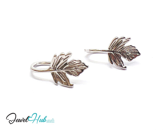 Verdant Whisper – 925 Sterling Silver Leaf Stud Earrings (1.02g)
