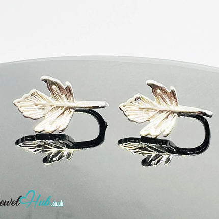 Verdant Whisper – 925 Sterling Silver Leaf Stud Earrings (1.02g) CT