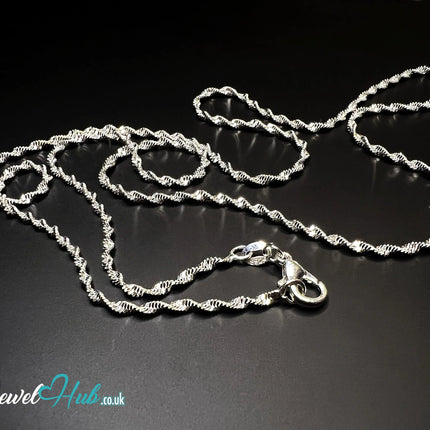 925 Sterling Silver Rope Chain Necklace - 1.5mm | Twisted Minimalist Design (fully hallmarked) CT