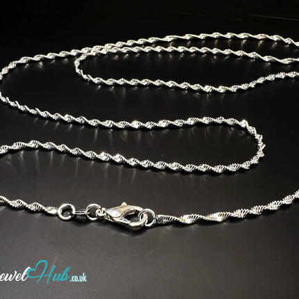 925 Sterling Silver Rope Chain Necklace - 1.5mm | Twisted Minimalist Design (fully hallmarked) CT