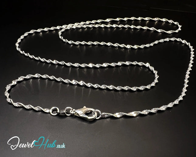 925 Sterling Silver Rope Chain Necklace - 1.5mm | Twisted Minimalist Design (fully hallmarked) CT