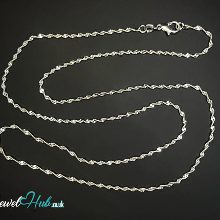 925 Sterling Silver Rope Chain Necklace - 1.5mm | Twisted Minimalist Design (fully hallmarked) CT