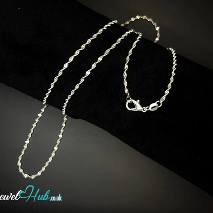 925 Sterling Silver Rope Chain Necklace - 1.5mm | Twisted Minimalist Design (fully hallmarked) CT