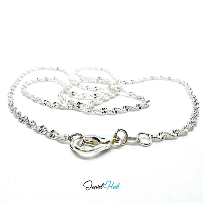 925 Sterling Silver Rope Chain Necklace - 1.5mm | Twisted Minimalist Design (fully hallmarked) CT