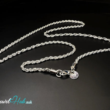 925 Sterling Silver Rope Chain Necklace – 2mm | Hallmarked Elegance CT
