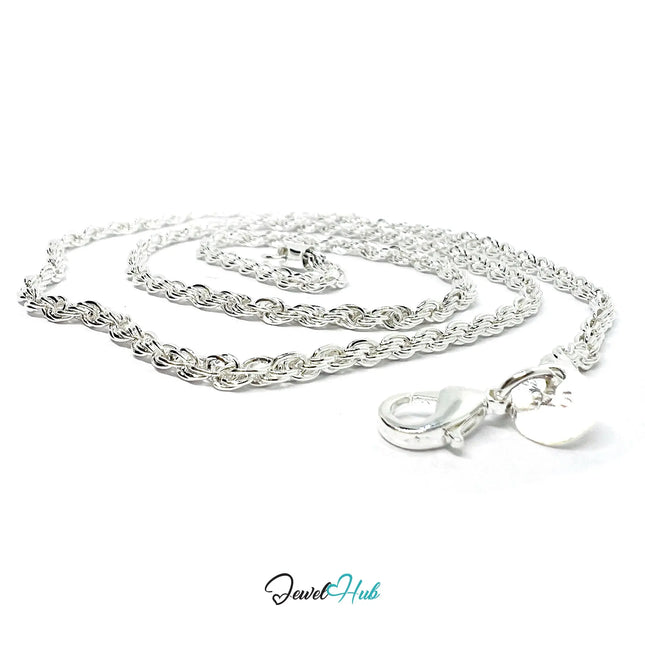 925 Sterling Silver Necklace (Rope Chain) 2mm | Hallmarked Elegance CT