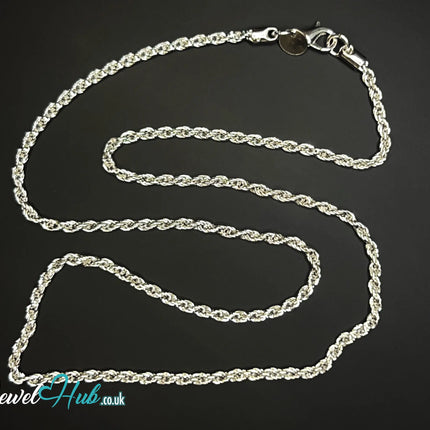 925 Sterling Silver Rope Chain Necklace – 2mm | Hallmarked Elegance CT