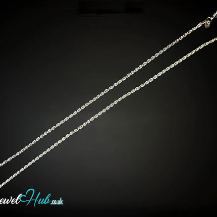 925 Sterling Silver Rope Chain Necklace – 2mm | Hallmarked Elegance CT