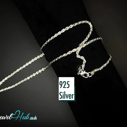 925 Sterling Silver Rope Chain Necklace – 2mm | Hallmarked Elegance CT