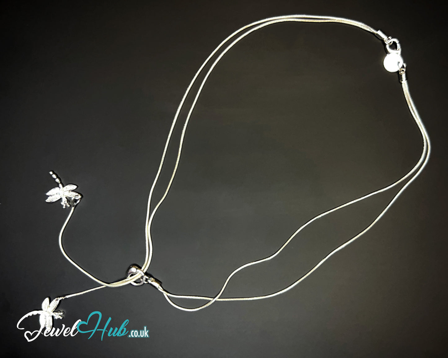 🐉 TwinFlight – 925 Sterling Silver Dragonfly Layered Necklace | Snake Chain Design