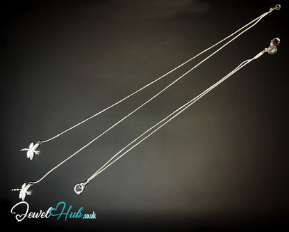 🐉 TwinFlight – 925 Sterling Silver Dragonfly Layered Necklace | Snake Chain Design