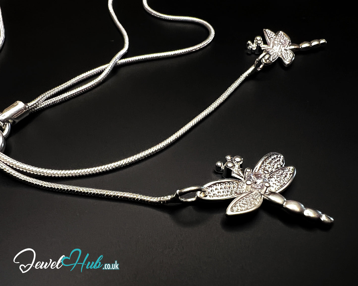🐉 TwinFlight – 925 Sterling Silver Dragonfly Layered Necklace | Snake Chain Design
