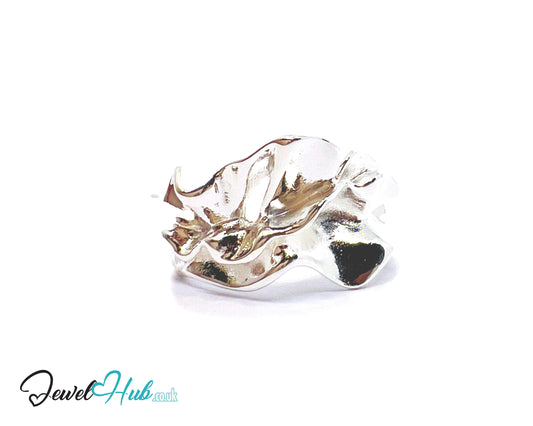 925 Sterling Silver Statement Chunky Ring | 8.88g | UK P US 8 | Sculpted Shine