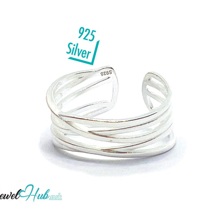 925 Sterling Silver Open Band Ring | 2.10g | Adjustable (N-P)  | Silver Horizon CT