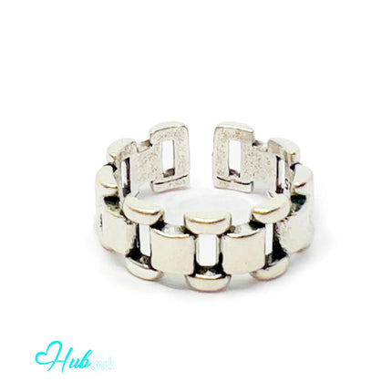925 Silver Ring (Hallmarked) Chain-Link - Everyday Luxury | 4.08g | Adjustable UK N-O-P CA