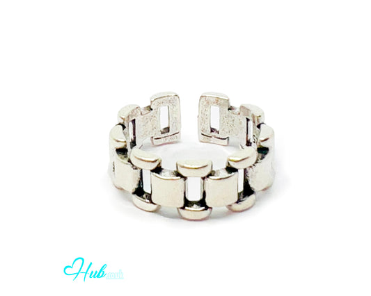 925 Silver Ring (Hallmarked) Chain-Link - Everyday Luxury | 4.08g | Adjustable (N-P)