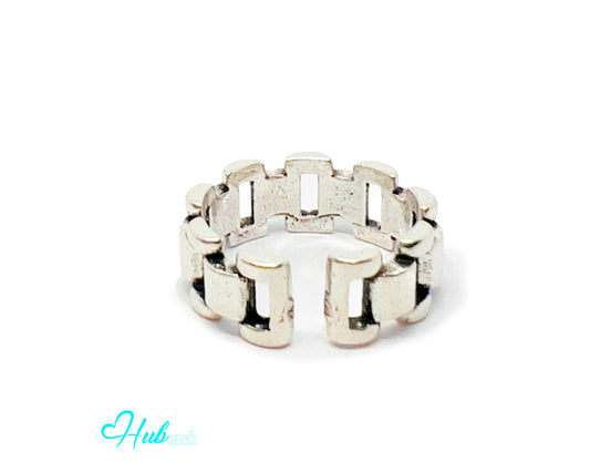 925 Silver Ring (Hallmarked) Chain-Link - Everyday Luxury | 4.08g | Adjustable (N-P)