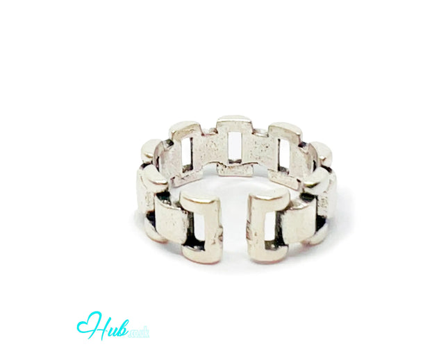 925 Silver Ring (Hallmarked) Chain-Link - Everyday Luxury | 4.08g | Adjustable UK N-O-P CA
