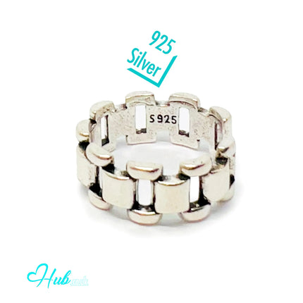 925 Silver Ring (Hallmarked) Chain-Link - Everyday Luxury | 4.08g | Adjustable UK N-O-P CA