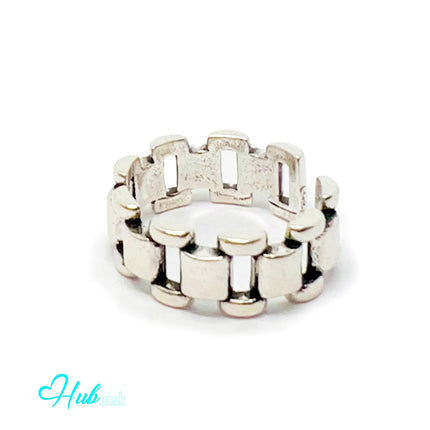 925 Silver Ring (Hallmarked) Chain-Link - Everyday Luxury | 4.08g | Adjustable UK N-O-P CA