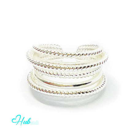 925 Silver Ring (Hallmarked) Twisted Rope – Minimalist Luxury | Adjustable UK O-P-Q CA
