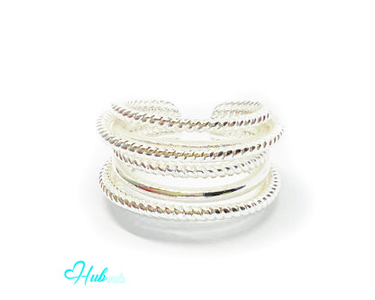 925 Silver Ring (Hallmarked) Twisted Rope – Minimalist Luxury | Adjustable (O-Q)