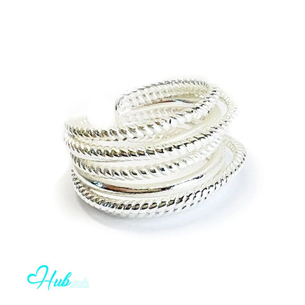 925 Silver Ring (Hallmarked) Twisted Rope – Minimalist Luxury | Adjustable UK O-P-Q CA