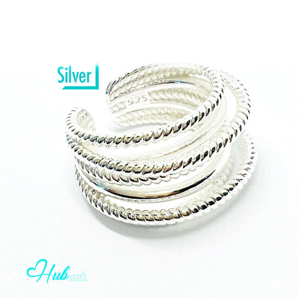 925 Silver Ring (Hallmarked) Twisted Rope – Minimalist Luxury | Adjustable UK O-P-Q CA