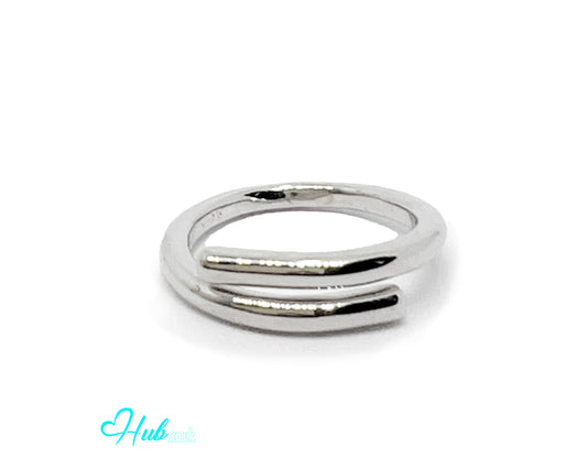 925 Silver Ring (Hallmarked) Open Double-Band, Lightweight + Minimalism | 3.29g | Adjustable (N-P)