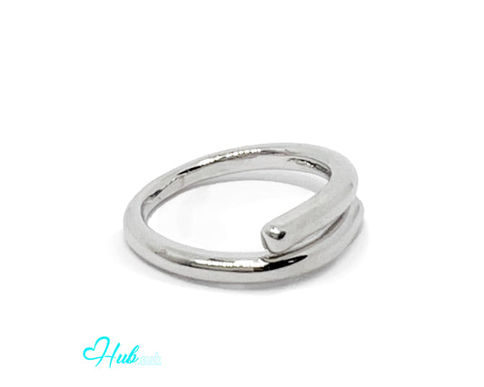 925 Silver Ring (Hallmarked) Open Double-Band, Lightweight + Minimalism | 3.29g | Adjustable (N-P)