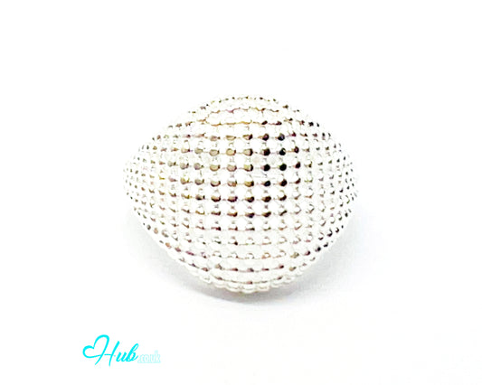 925 Silver Ring (Hallmarked) Lightweight Texture & Beaded | 3.83g | Adjustable (N-P)
