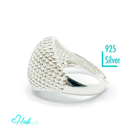 925 Silver Ring (Hallmarked) Lightweight Texture & Beaded | 3.83g | Adjustable UK N-O-P CA