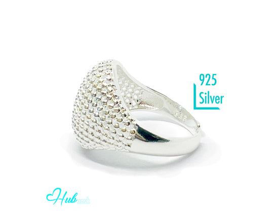 925 Silver Ring (Hallmarked) Lightweight Texture & Beaded | 3.83g | Adjustable (N-P)