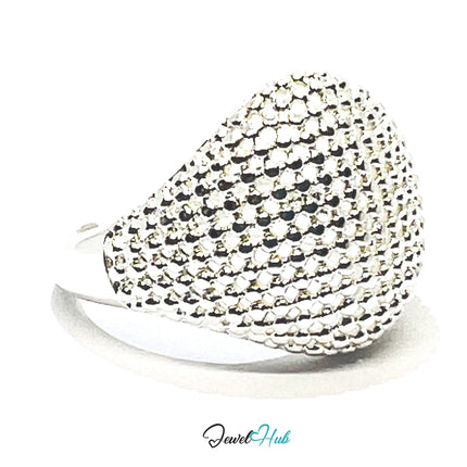 Silver Ring Hallmark 925 - Lightweight Texture & Beaded | 3.83g | Adjustable UK N-O-P CA