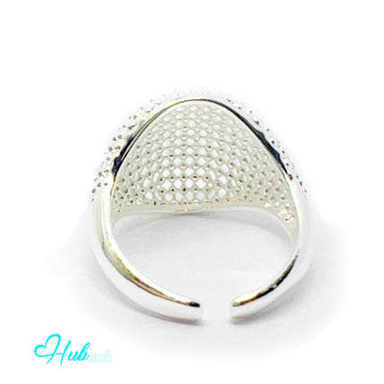 925 Silver Ring (Hallmarked) Lightweight Texture & Beaded | 3.83g | Adjustable UK N-O-P CA