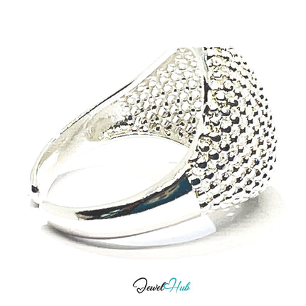 Silver Ring Hallmark 925 - Lightweight Texture & Beaded | 3.83g | Adjustable UK N-O-P CA