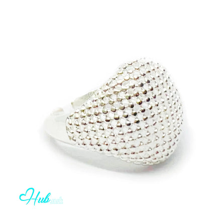 925 Silver Ring (Hallmarked) Lightweight Texture & Beaded | 3.83g | Adjustable UK N-O-P CA