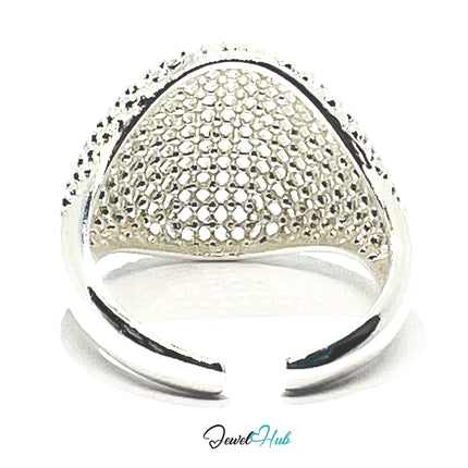 Silver Ring Hallmark 925 - Lightweight Texture & Beaded | 3.83g | Adjustable UK N-O-P CA