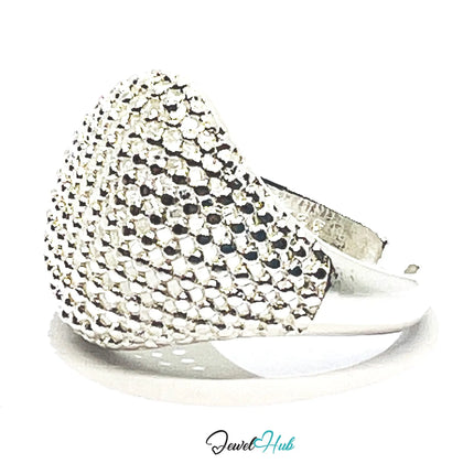 Silver Ring Hallmark 925 - Lightweight Texture & Beaded | 3.83g | Adjustable UK N-O-P CA