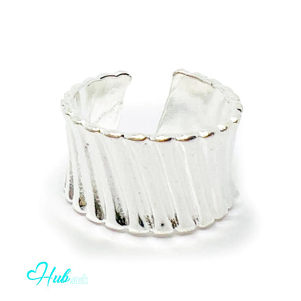 925 Silver Ring (Hallmarked) Ribbed Sculptural Statement | 6.98g | Adjustable UK N-O-P CA