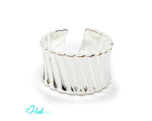 925 Silver Ring (Hallmarked) Ribbed Sculptural Statement | 6.98g | Adjustable (N-P)
