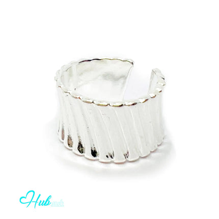 925 Silver Ring (Hallmarked) Ribbed Sculptural Statement | 6.98g | Adjustable UK N-O-P CA