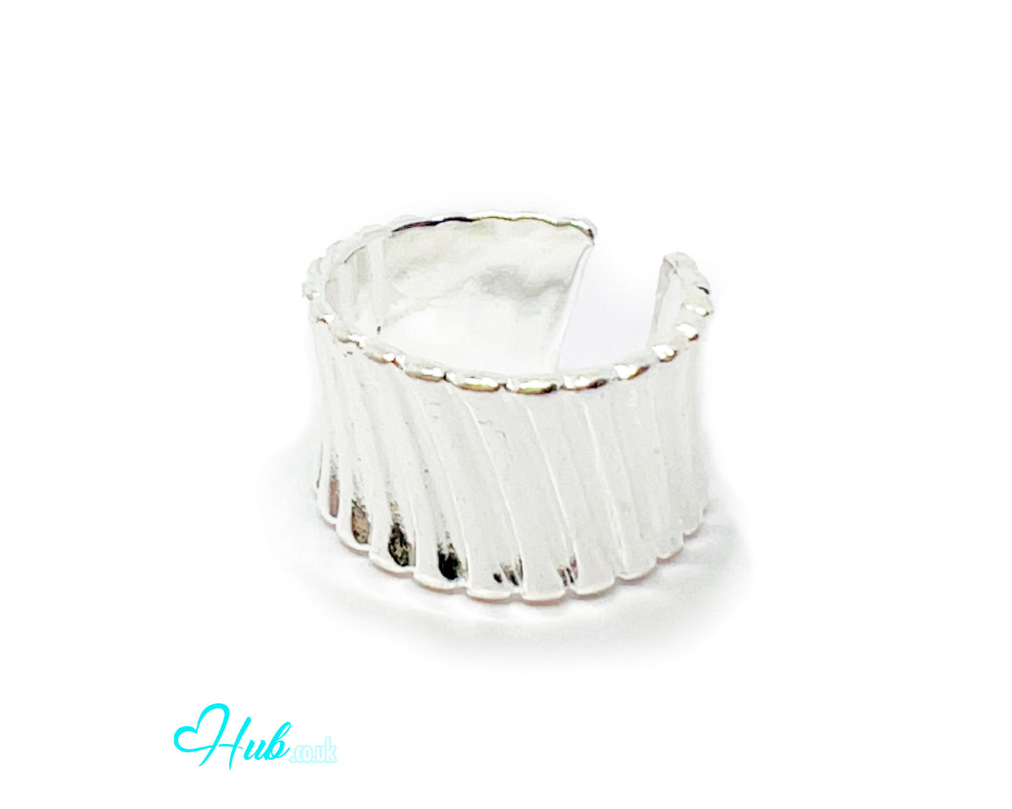 925 Silver Ring (Hallmarked) Ribbed Sculptural Statement | 6.98g | Adjustable (N-P)