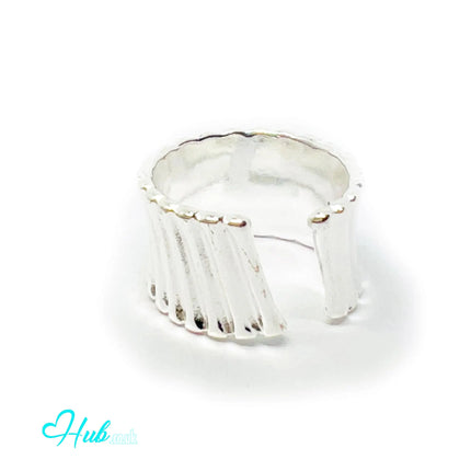 925 Silver Ring (Hallmarked) Ribbed Sculptural Statement | 6.98g | Adjustable UK N-O-P CA