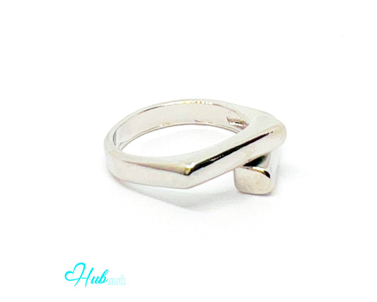 925 Silver Ring (Hallmarked) Overlap Design | 3.51g | Adjustable (O-Q) Fluid Minimalism