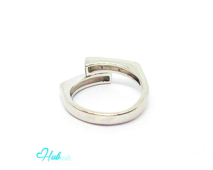925 Silver Ring (Hallmarked) Overlap Design | 3.51g | Adjustable (O-Q) Fluid Minimalism